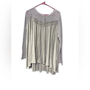 Altar'd State Gray Mesh Detail Blouse